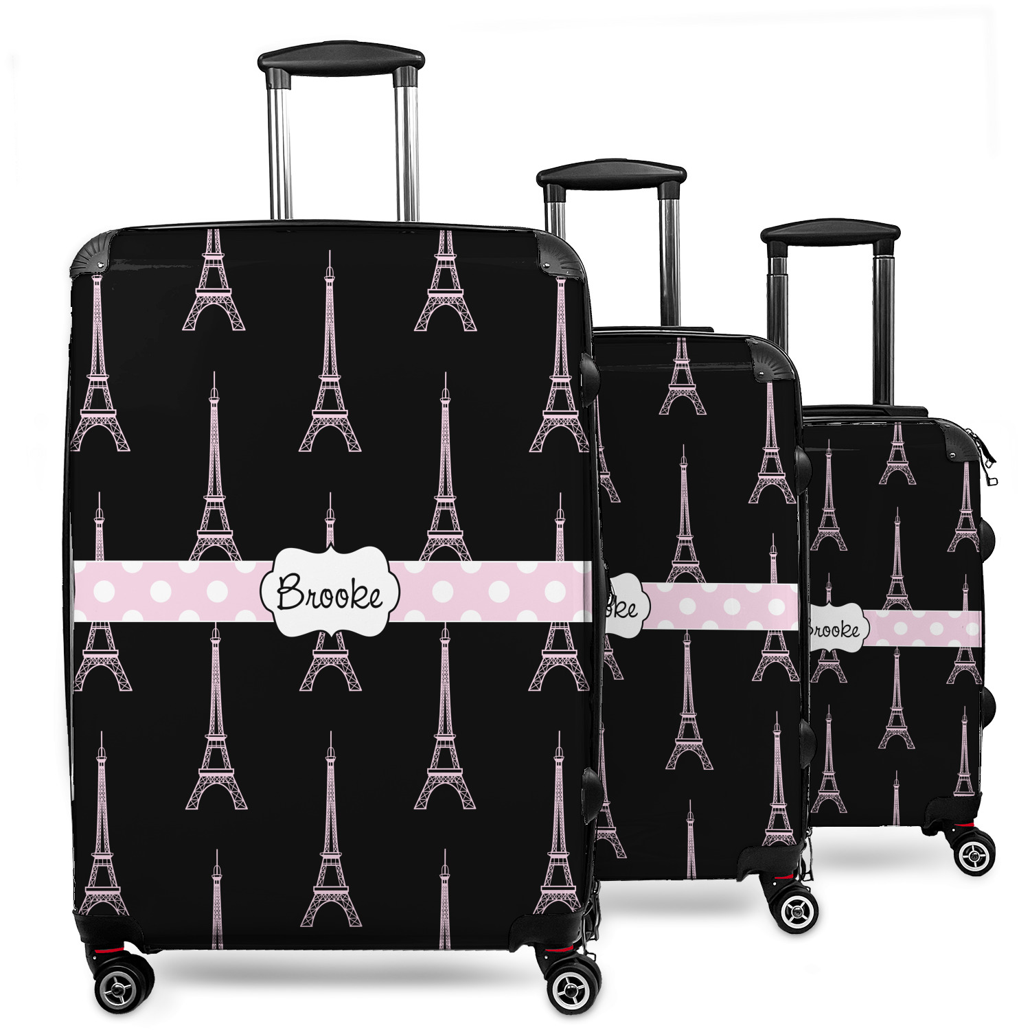 Custom Black Eiffel Tower 3 Piece Luggage Set - 20