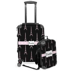 Black Eiffel Tower Kids 2-Piece Luggage Set - Suitcase & Backpack (Personalized)