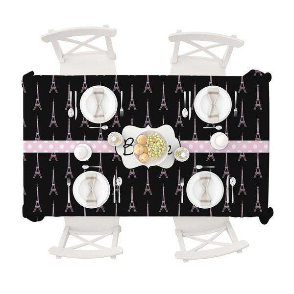 Black Eiffel Tower Tablecloths (58"x102") - TOP VIEW