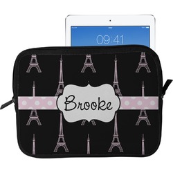Black Eiffel Tower Tablet Case / Sleeve - Large (Personalized)