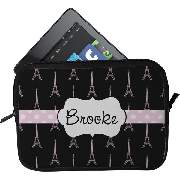 Custom Black Eiffel Tower Tablet Case / Sleeve - Small (Personalized)