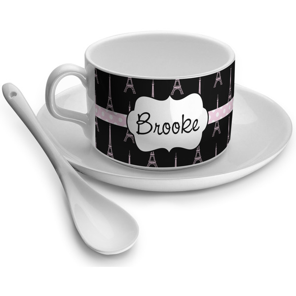 Custom Black Eiffel Tower Tea Cup - Single (Personalized)