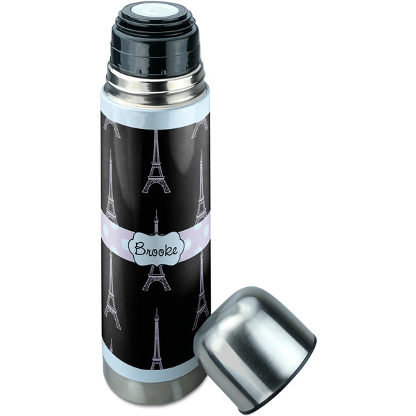 Black Eiffel Tower Thermos - Lid Off