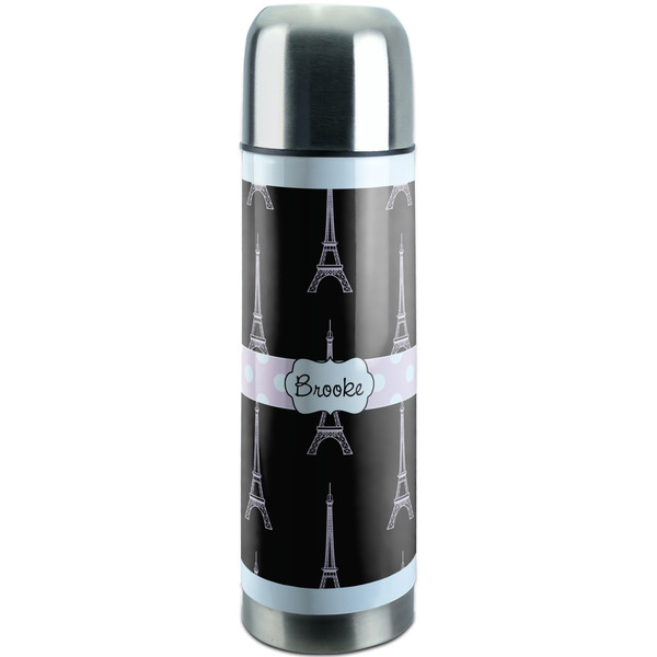 Custom Black Eiffel Tower Stainless Steel Thermos (Personalized)