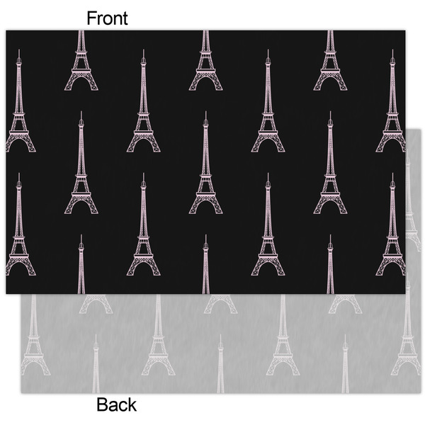 Black Eiffel Tower Tissue Paper - Heavyweight - XL - Front & Back