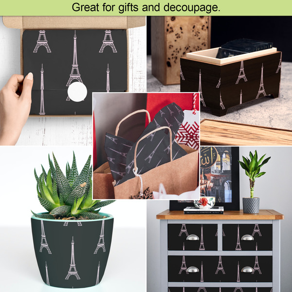 Black Eiffel Tower Tissue Paper - In Use Collage