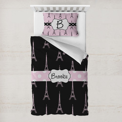 Black Eiffel Tower Toddler Bedding Set - With Pillowcase (Personalized)