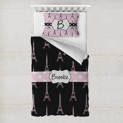 Black Eiffel Tower Toddler Bedding w/ Name or Text