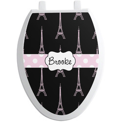 Black Eiffel Tower Toilet Seat Decal - Elongated (Personalized)