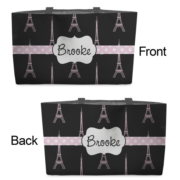 Black Eiffel Tower Tote w/Black Handles - Front & Back Views