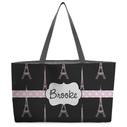 Black Eiffel Tower Beach Totes Bag - w/ Black Handles (Personalized)