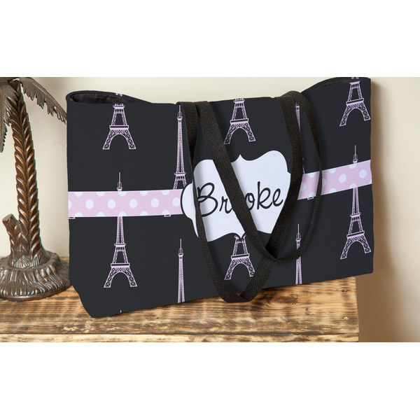 Black Eiffel Tower Tote w/Black Handles - Lifestyle View