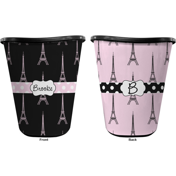 Black Eiffel Tower Trash Can Black - Front and Back - Apvl