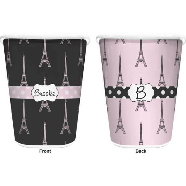 Black Eiffel Tower Trash Can White - Front and Back - Apvl