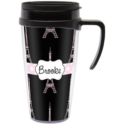 Black Eiffel Tower Acrylic Travel Mug with Handle (Personalized)