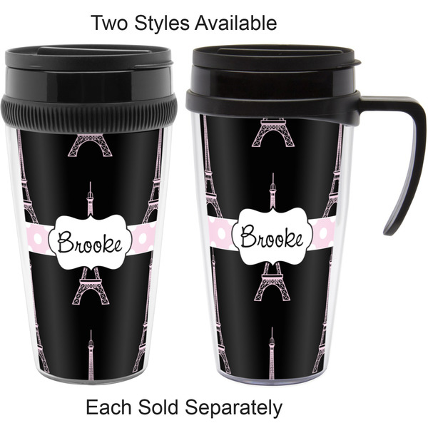 Black Eiffel Tower Travel Mugs - with & without Handle