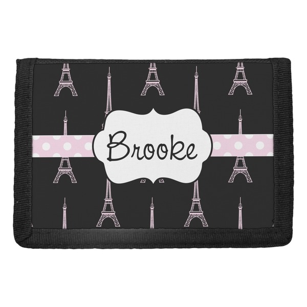Custom Black Eiffel Tower Trifold Wallet (Personalized)