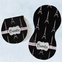Black Eiffel Tower Burp Pads - Velour - Set of 2 w/ Name or Text