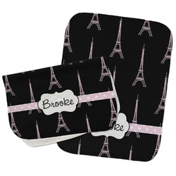 Black Eiffel Tower Burp Cloths - Fleece - Set of 2 w/ Name or Text