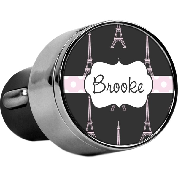 Custom Black Eiffel Tower USB Car Charger (Personalized)