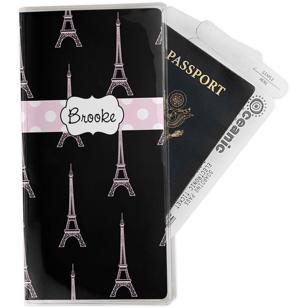 Custom Black Eiffel Tower Travel Document Holder