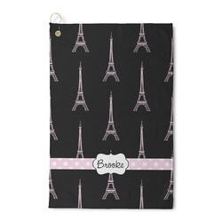 Black Eiffel Tower Waffle Weave Golf Towel (Personalized)