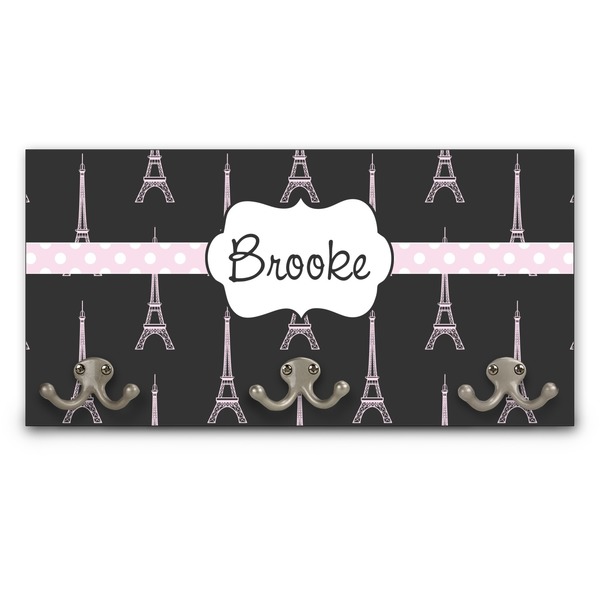Custom Black Eiffel Tower Wall Mounted Coat Rack (Personalized)