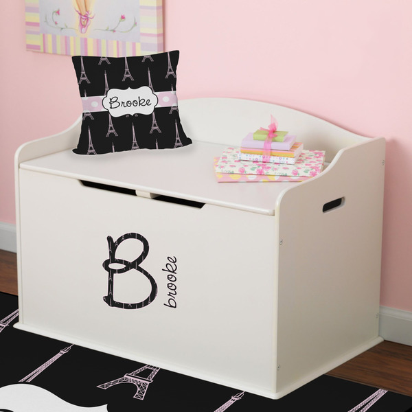 Black Eiffel Tower Wall Name & Initial Small on Toy Chest