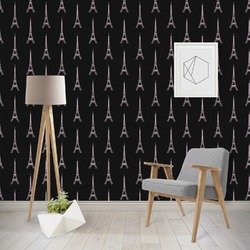 Black Eiffel Tower Wallpaper & Surface Covering (Water Activated - Removable)