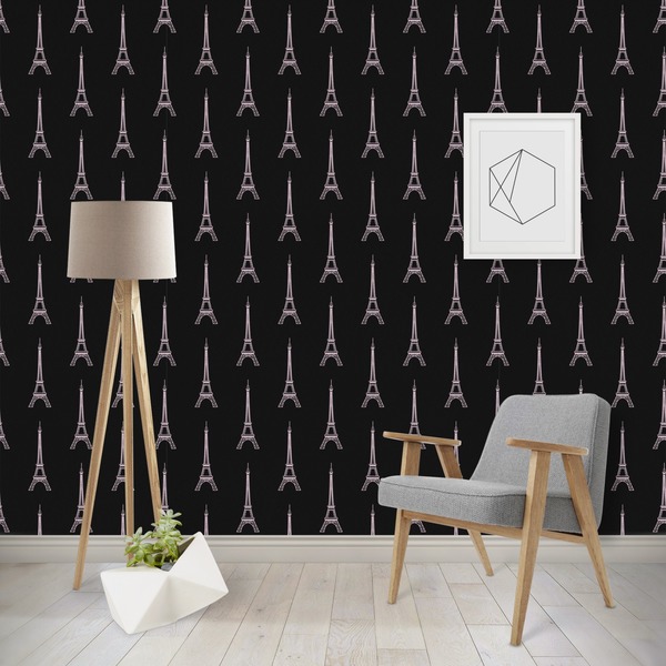 Custom Black Eiffel Tower Wallpaper & Surface Covering