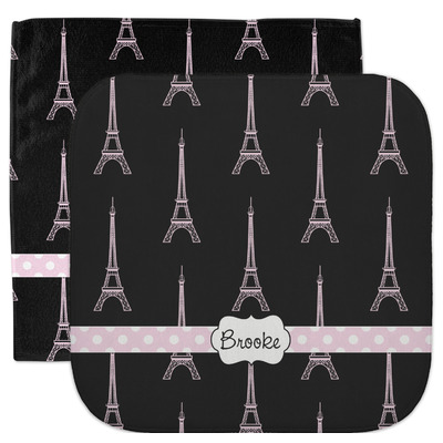 Black Eiffel Tower Facecloth / Wash Cloth (Personalized)