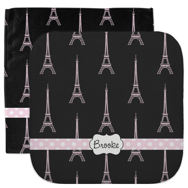 Custom Black Eiffel Tower Facecloth / Wash Cloth (Personalized)