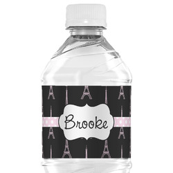 Black Eiffel Tower Water Bottle Labels - Custom Sized (Personalized)