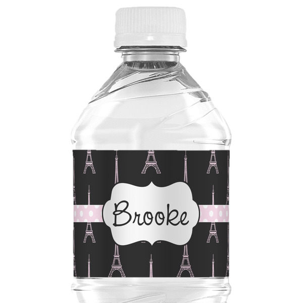 Custom Black Eiffel Tower Water Bottle Labels - Custom Sized (Personalized)