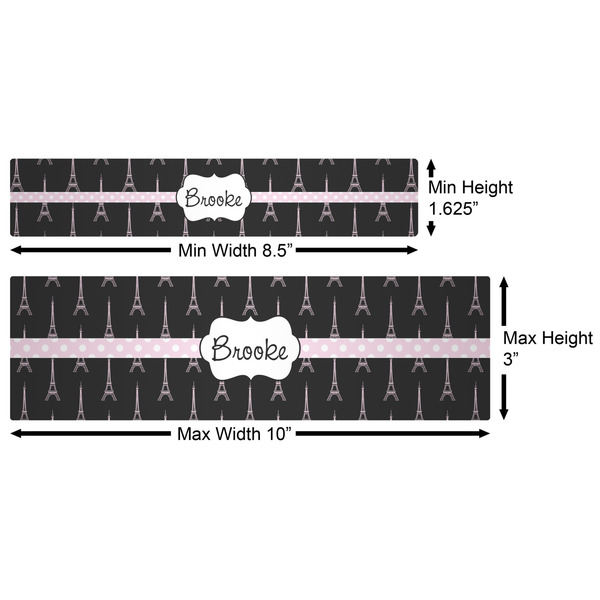 Black Eiffel Tower Water Bottle Labels w/ Dimensions