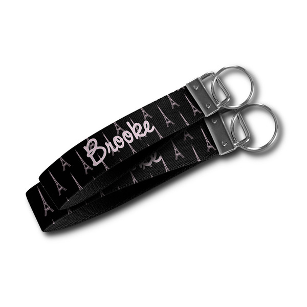 Black Eiffel Tower Webbing Keychain FOBs - Size Comparison