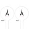 Black Eiffel Tower White Plastic 4" Food Pick - Round - Double Sided - Front & Back