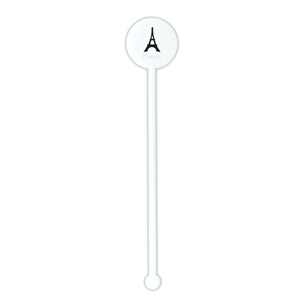 Black Eiffel Tower White Plastic 5.5" Stir Stick - Round - Single Stick