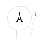 Black Eiffel Tower 6" Round Plastic Food Picks - White - Single Sided (Personalized)