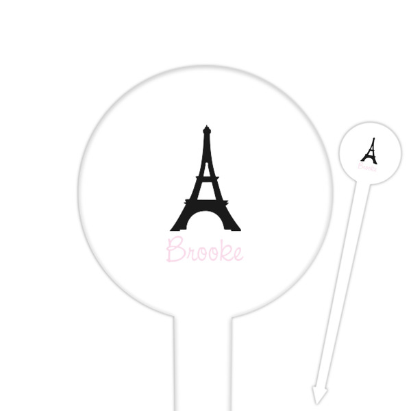 Custom Black Eiffel Tower Round Plastic Food Picks (Personalized)