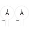Black Eiffel Tower White Plastic 6" Food Pick - Round - Double Sided - Front & Back