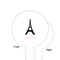 Black Eiffel Tower White Plastic 6" Food Pick - Round - Single Sided - Front & Back