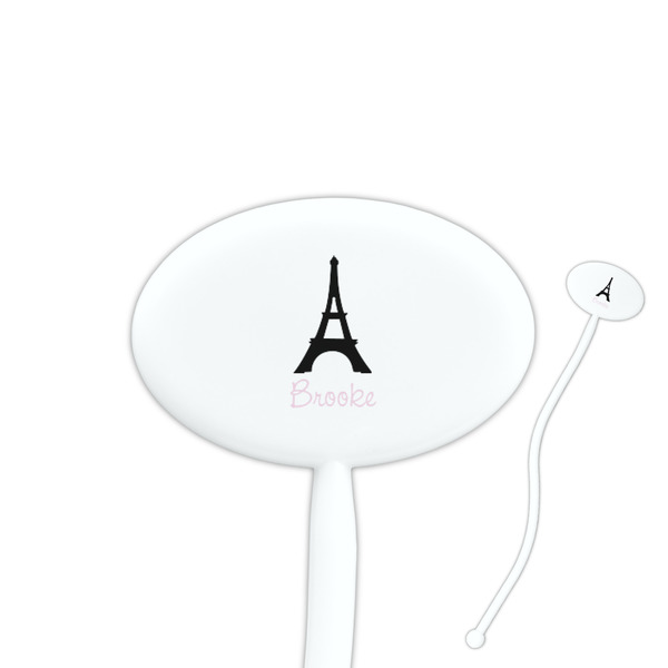 Custom Black Eiffel Tower Oval Plastic Stir Sticks (Personalized)