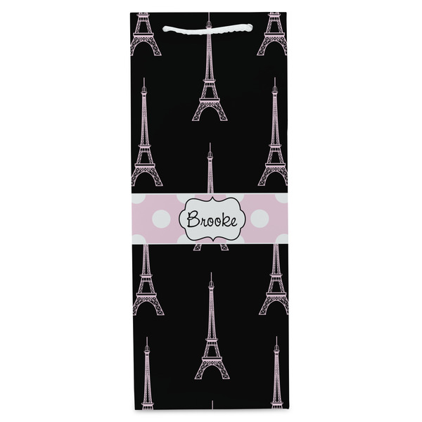 Black Eiffel Tower Wine Gift Bag - Gloss - Front