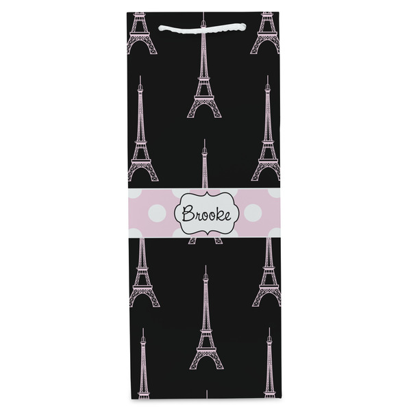 Black Eiffel Tower Wine Gift Bag - Matte - Front