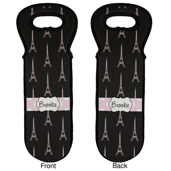 Black Eiffel Tower Wine Tote Front & Back