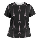 Black Eiffel Tower Women's Crew T-Shirt - X Large