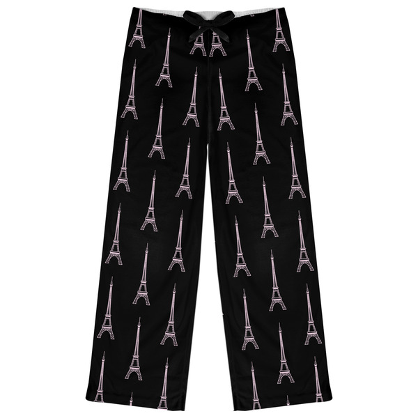 Custom Black Eiffel Tower Womens Pajama Pants - XS