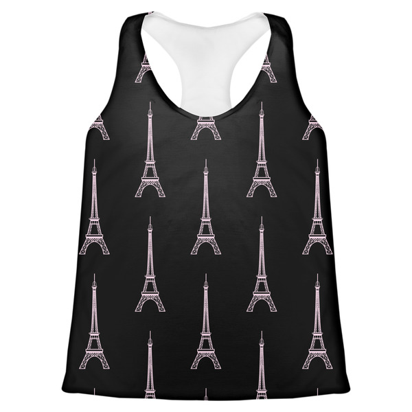 Custom Black Eiffel Tower Womens Racerback Tank Top - 2X Large