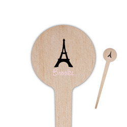 Black Eiffel Tower 4" Round Wooden Food Picks - Single Sided (Personalized)